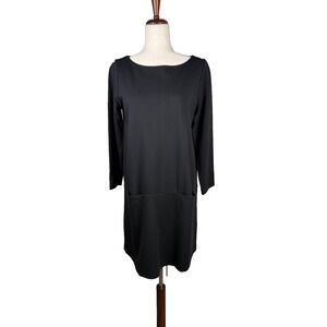 Eileen‎ Fisher Dress Womens S/P Long Sleeve Shift Pockets Stretch Knit Minimali
